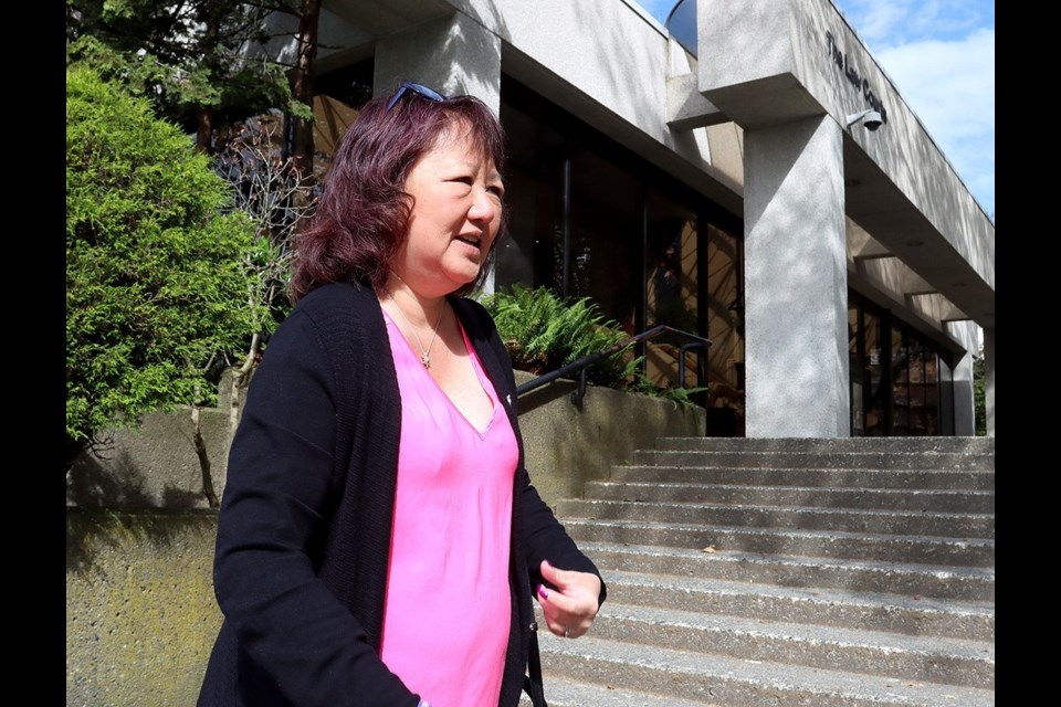 Amanda Todd’s mother, Carol, arrives at the New Westminster Law Courts on Monday (June 13) during the second week of the trial of Aydin Coban. 
MARIO BARTEL/THE TRI-CITY NEWS