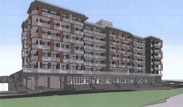 An artist's rendering of the proposed eight-storey rental building for Claremont Street in the Coquitlam neighbourhood of Oakdale.
