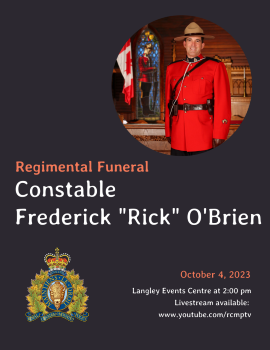 The funeral notice for Ridge Meadows Const. Rick O'Brien.