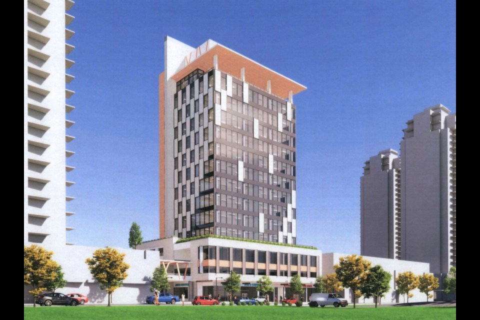 The proposed office tower along Glen Drive in Coquitlam.