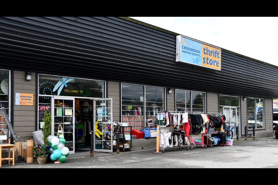 The exterior of the Crossroads Thrift Store in Coquitlam, on Aug. 20, 2024.