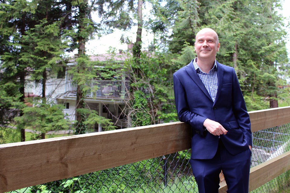 Demian Rueter, a senior planner with the city of Coquitlam who is leading the Southwest Coquitlam Housing Review, at the northeast entrance to Brookmere Park — close to the Austin Creek tributary. The watercourse is a key feature for a proposed “green link” in the Whiting-Appian neighbourhood pocket, where the city is eyeing more growth over the next few years. If approved, the green link would connect the future YMCA with Brookmere Park in Burquitlam.



