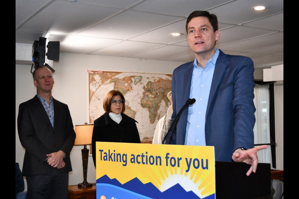 Premier David Eby at Garden Court co-op in Coquitlam on Feb. 8, 2024.