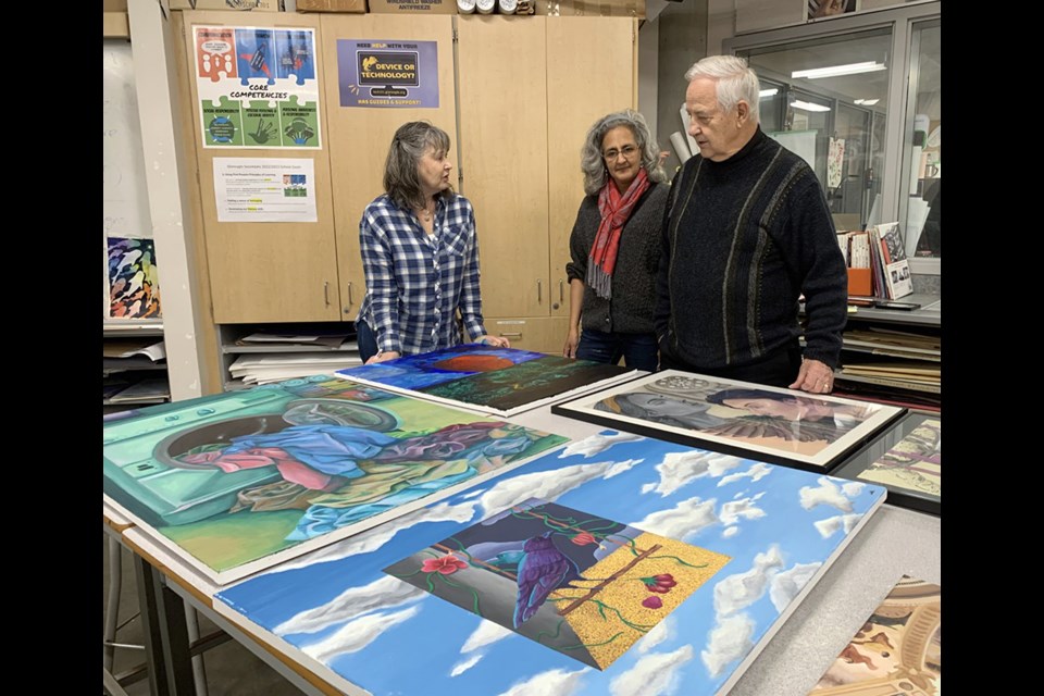 Emerging Talent 25 judges Melanie Stokes, Sherida Charles and Don Portelance at Gleneagle Secondary in Coquitlam on Jan. 13, 2023.