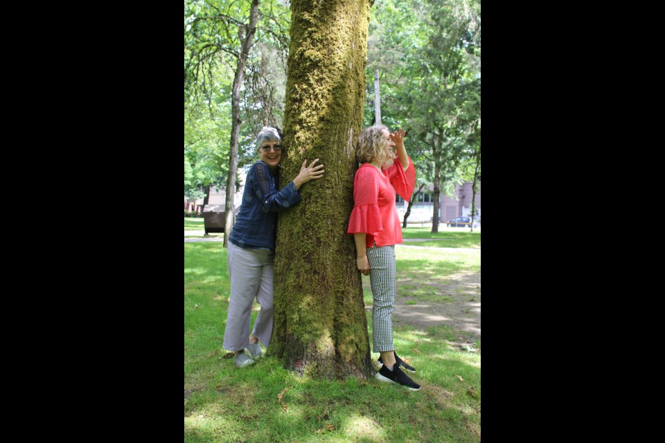 Elvira Monteforte (left) with artistic collaborator Dolores Altin, at Lions Park in Port Coquitlam.