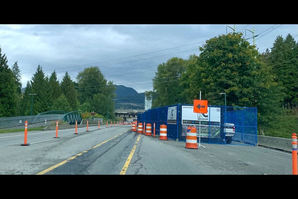 The Lougheed Highway bridge work started on May 8. Construction has been extended to late November.