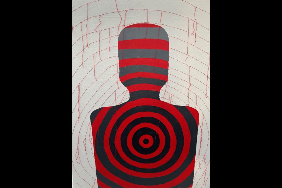 Melanie Olson's "Target." Her collection, Targeted, is up at PoMoArts until March 4, 2024.