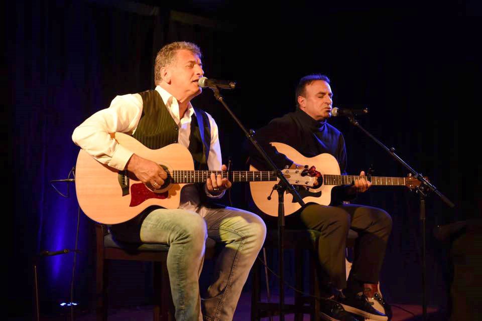 Mick Dalla-Vee (left) and Michael Sicoly perform "Simon and Garfunkel: A Musical Celebration" on May 16, 2025, at the Inlet Theatre in Port Moody. 