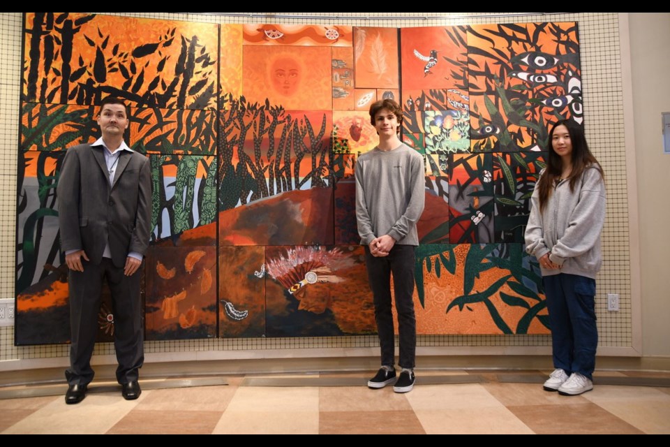 The River of Reconciliation mosaic in Leigh Square in Port Coquitlam.