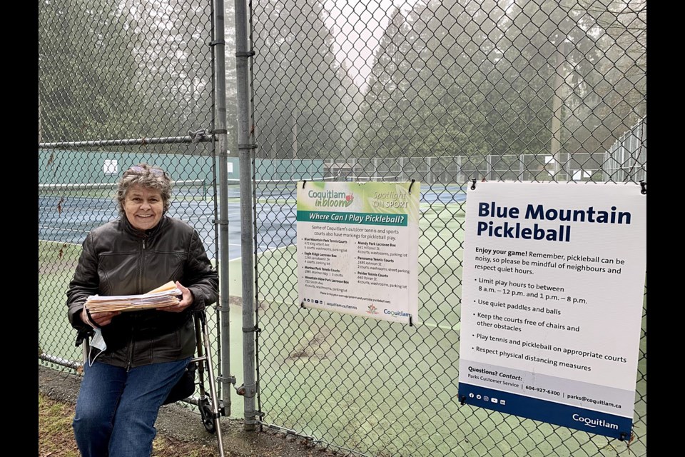 Connie Ball is tired of the pickleball playing next to her home at Coquitlam's Blue Mountain Park.