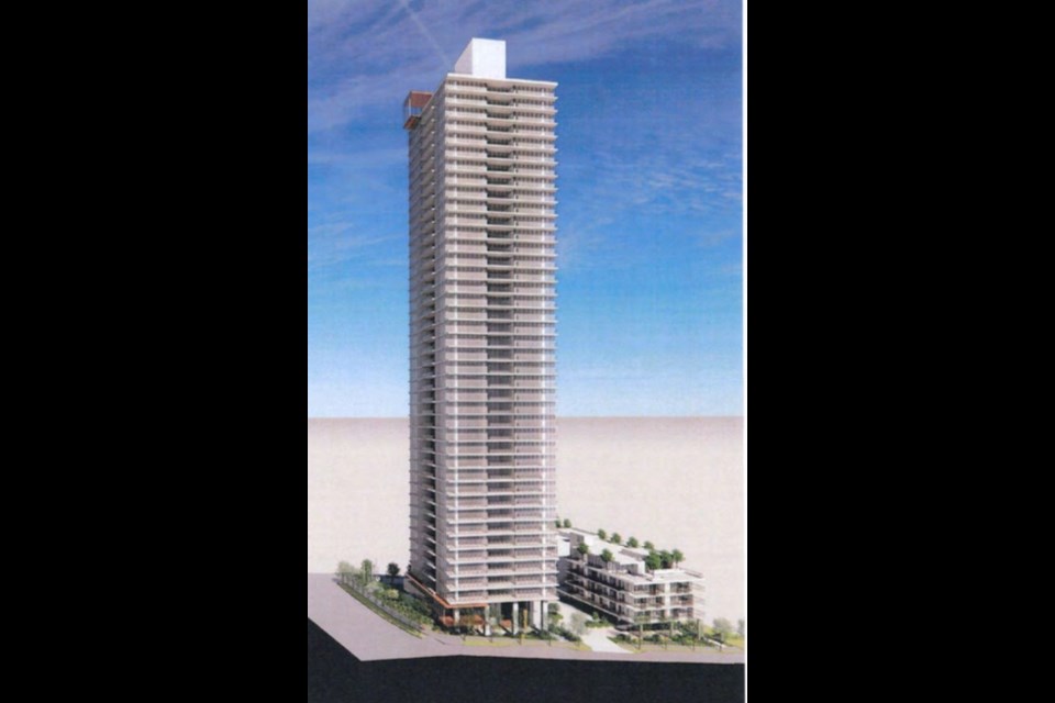 The 44-storey and six-storey buildings proposed by Qualex–Landmark.