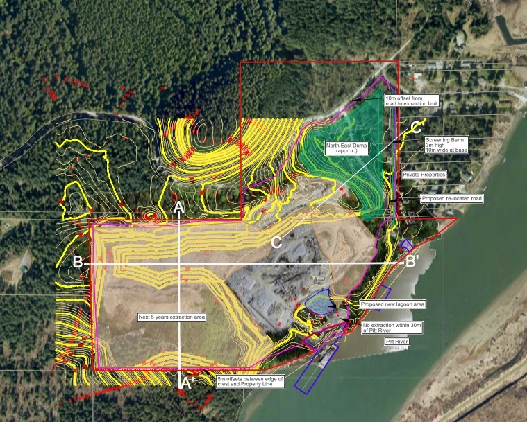 A map of the proposed expansion at Gilley's Quarry in Coquitlam.