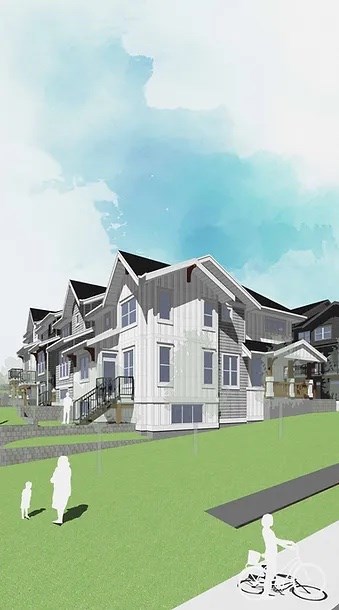 A rendering of the townhomes next to Smiling Creek Elementary, as proposed by Annesley.
