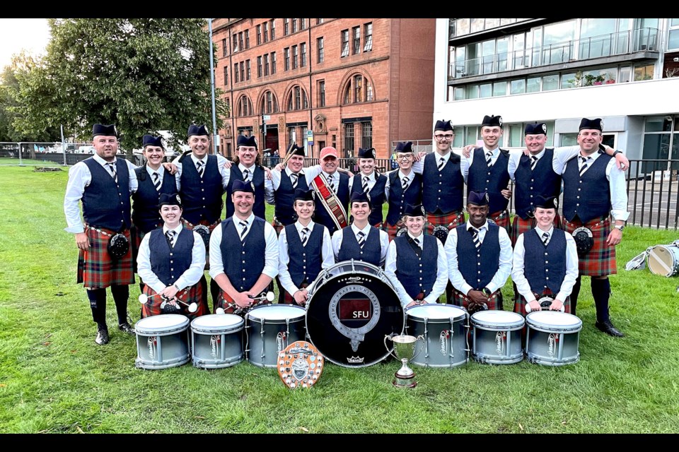 SFU drum corps in Scotland, Aug. 19, 2023.