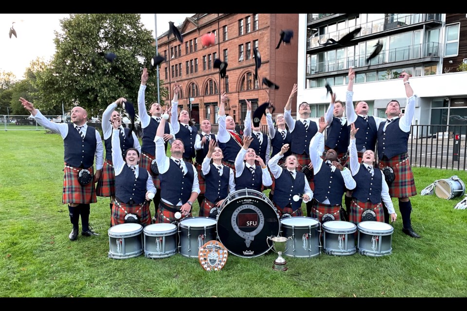 SFU drum corps in Scotland, Aug. 19, 2023.