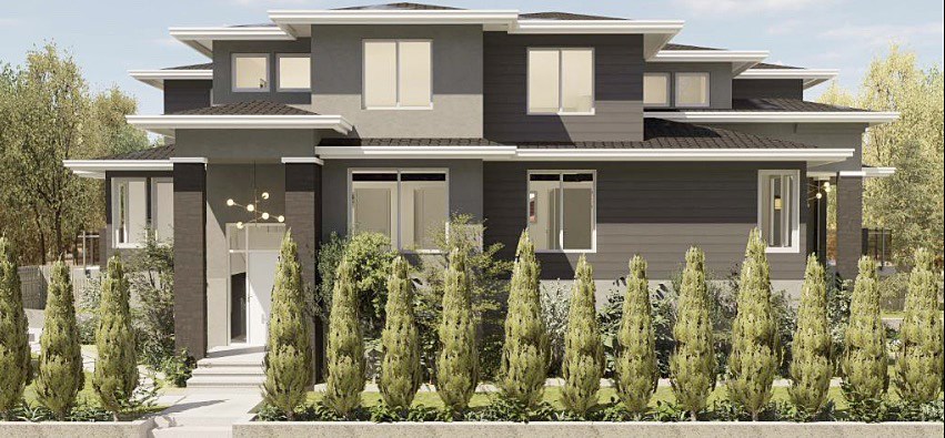 An artist's rendering of the duplex proposal at 3609 St. Thomas St. in Port Coquitlam. 