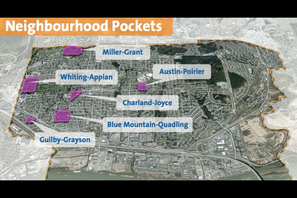 The six pockets poised for higher density in the Southwest Coquitlam Housing Review.