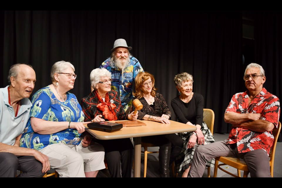 The cast of "The Committee" (left to right): Ken Ramsay as Henry, Joy Borthwick as Phyllis, Jean Baker as Mildred, Rocky Menzies as Oscar, Pat Dewhirst as Sheila, Judy Flaten as Iris and Nick Cardoni as Keith.