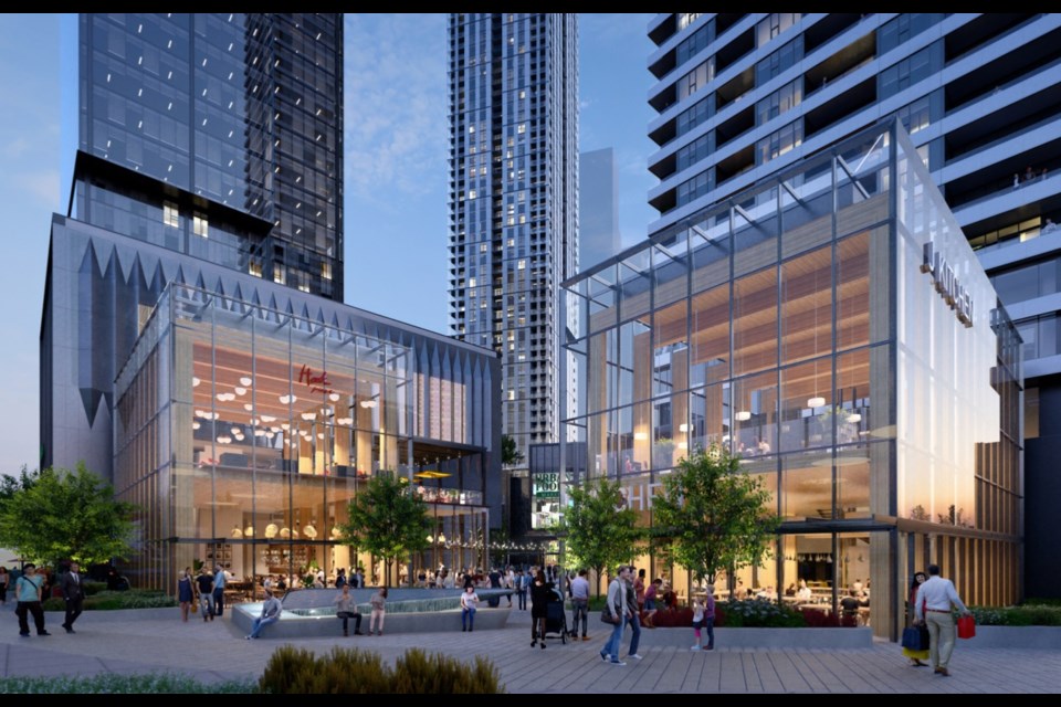 Plans for TriCity Central, a development project by Marcon Quadreal in Coquitlam.
