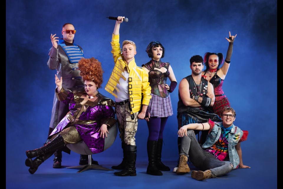 Tim Howe of Port Coquitlam (far left, standing in silver jacket) makes his TUTS debut in We Will Rock You.