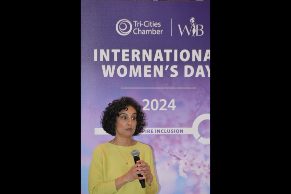 Ravi Toor was the keynote speaker at the Tri-Cities Chamber of Commerce's International Women's Day brunch at the Westwood Plateau Golf and Country Club in Coquitlam on March 8, 2024.