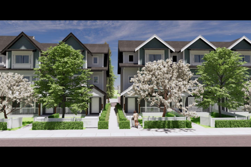 This proposed Prairie Avenue townhouse project would put 23 homes on four lots in Port Coquitlam.