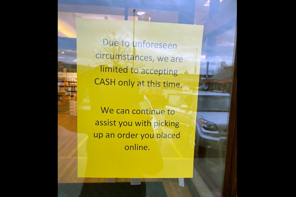 Chapters at Coquitlam's Pinetree Village is only accepting cash at its store, as of Feb. 9, 2023, because of a cybersecurity incident.
