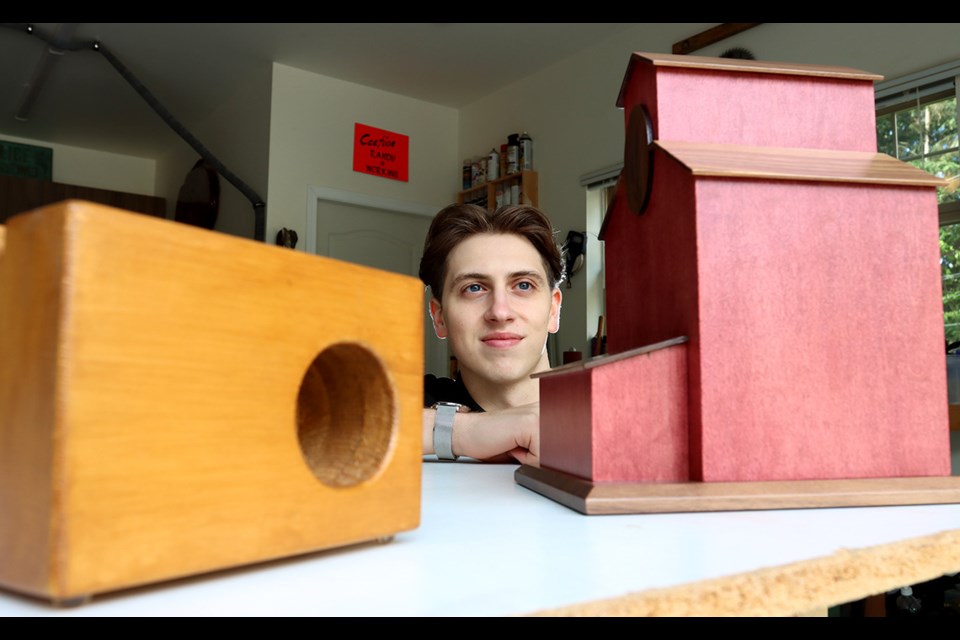 Reece Koufalis started his woodcrafting business making and selling acoustic speakers when he was 11. Nine years later, and nearing graduation from the business administration program, he's gearing up production for a line of unique cremation urns shaped like grain elevators.