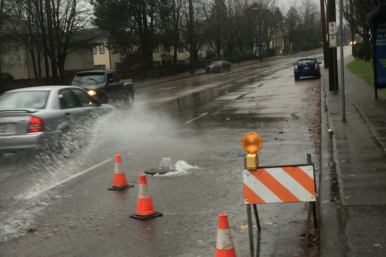 A number of storm drains were reportedly overflowing in Coquitlam during a massive rainfall on Nov. 15, 2021, including this one on Brunette Avenue.