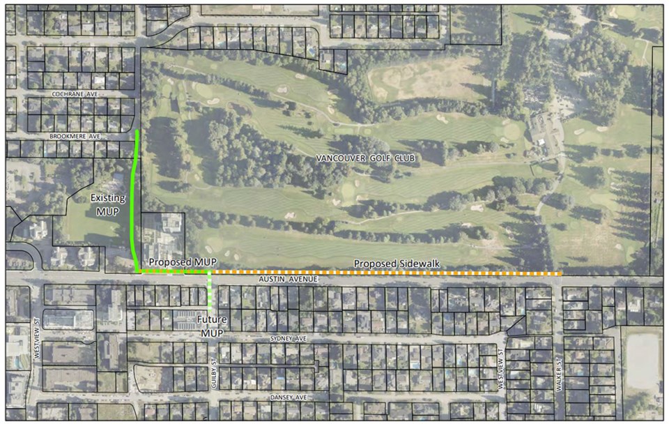 coquitlamaustinavenuenewsidewalkprojectfebruary2023map