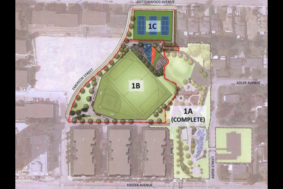 Phase 1B of Cottonwood Park construction, to be finished by November 2021. IMAGE/CITY OF COQUITLAM