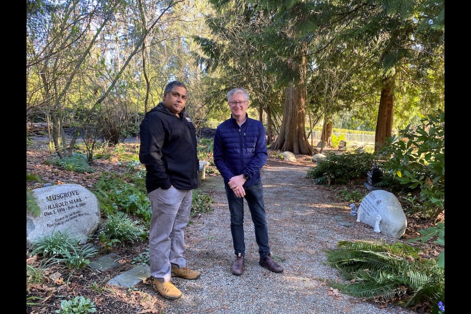 Port Coquitlam's Joshua Frederick and Mike Por are planning for the expansion of the Port Coquitlam cemetery.