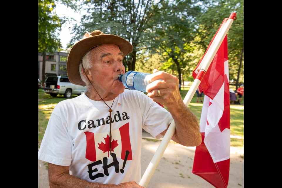 Canada Day 2022 - Mike Forrest staying hydrated at Lions Park.