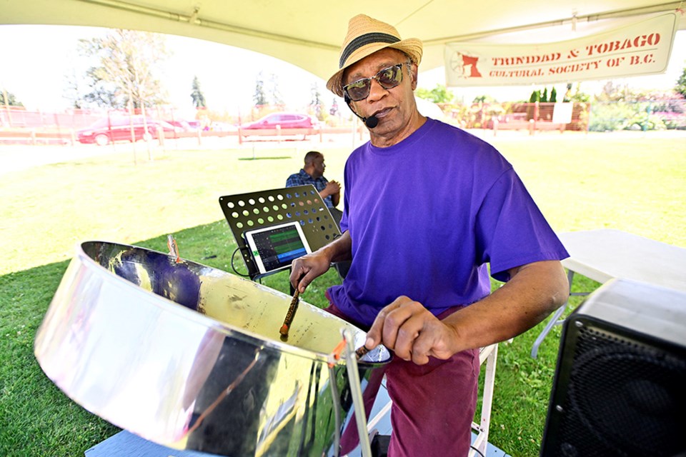 Steel Pan player Abbla Banji at Caribbean Days Festival at Town Centre Park in Coquitlam on July 23, 2022.