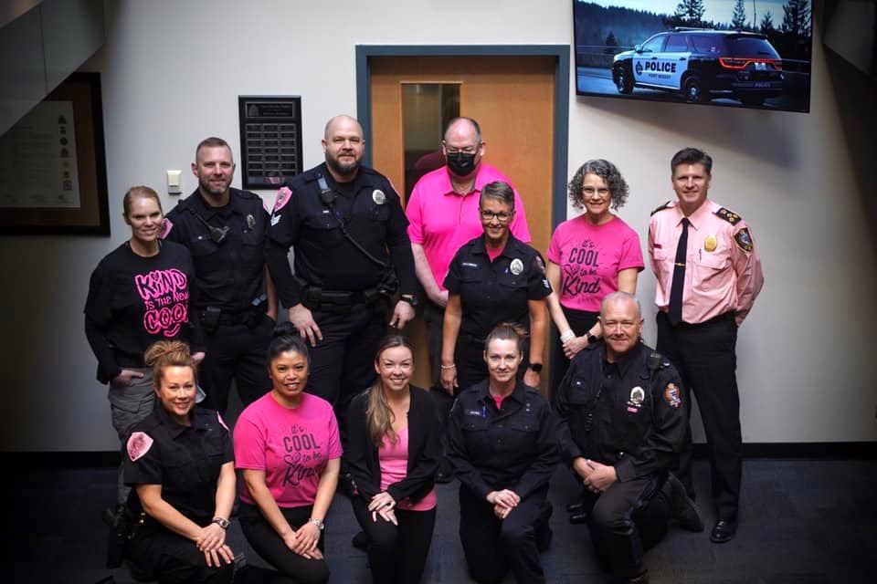 Members of the Port Moody Police Department wear pink on Pink Shirt Day (Feb. 23, 2022) in standing up against bullying.