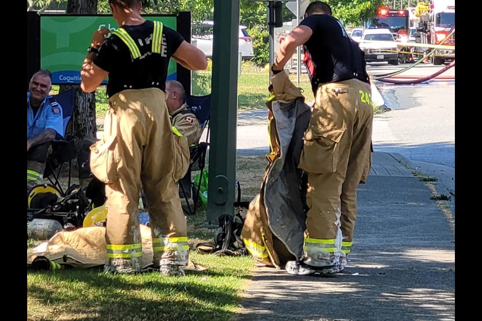 Coquitlam fire fighters took hours to knock down a blaze that gutted a home in the 2900-block Shiloh Place in Coquitlam on Friday, July 9. Nobody was home at the time, but family members reportedly returned to the scene and expressed concern about missing pets.
