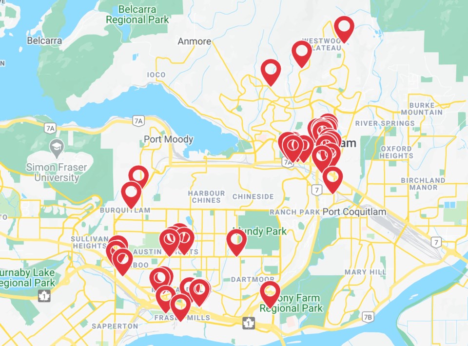 Coquitlam outdoor dining map