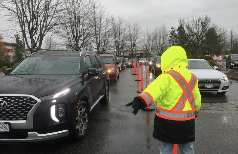 Lineup for gas at Costco in Port Coquitlam on Thursday, Nov. 18, 2021.