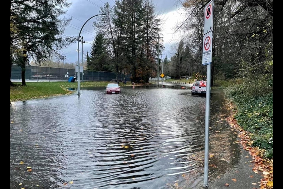 November flooding across the Tri-Cities included the closure of the parking lot at Gates Park in Port Coquitlam.