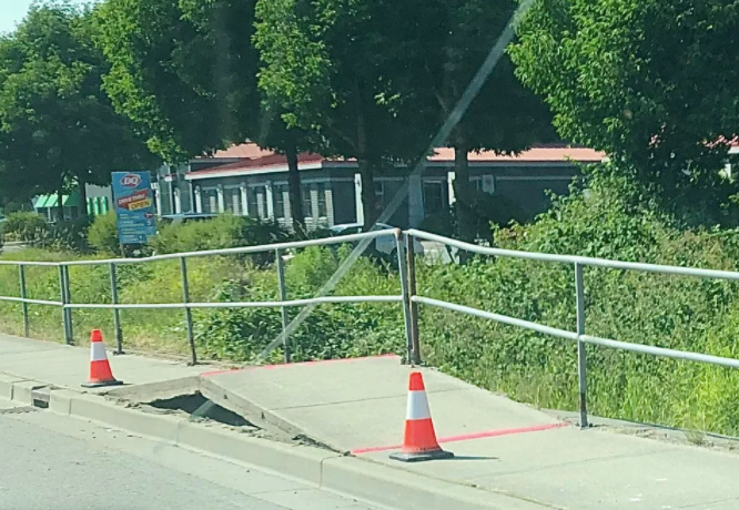 Buckled sidewalk