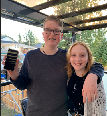 Hunter Hoffman, with his niece, Faith Adkin. The two were riding a dingy on the Coquitlam River when it overturned in a rapid. Hunter's cell phone was lost — but turned up on Mayne Island after an eight month journey through ocean currents.