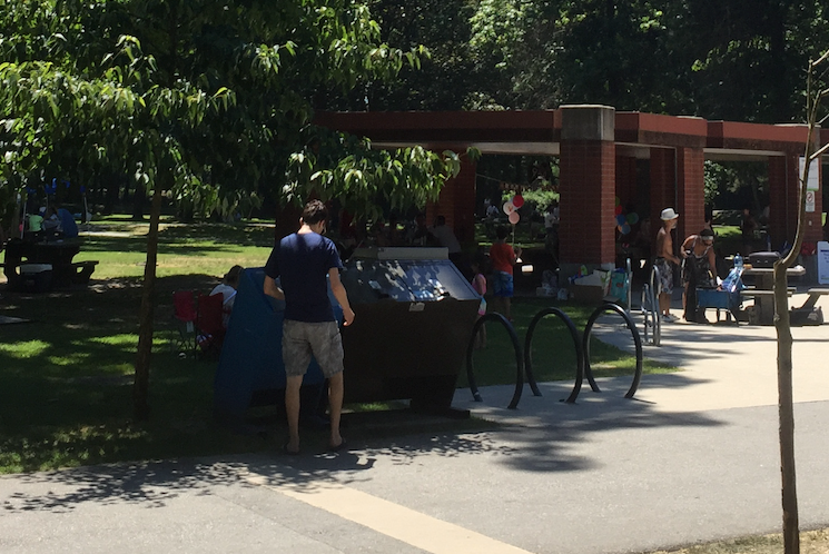 Most people dispose of their park litter properly, as this fellow did at Lions Park Sunday. But those who don't create a big mess, says Port Coquitlam Mayor Brad West.