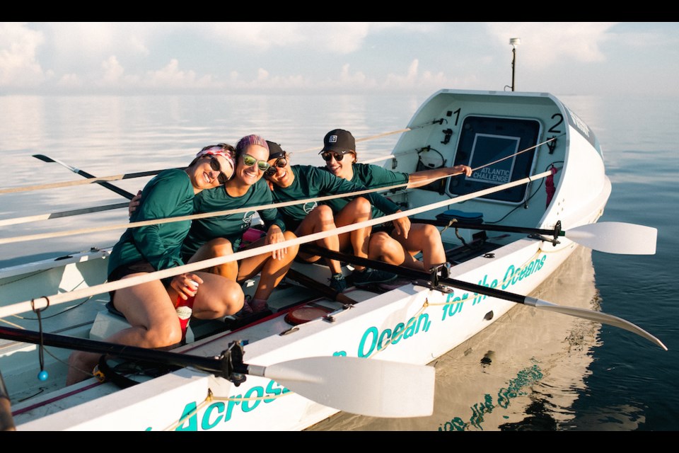The Salty Science race team, including Isabelle Coté, does a training run in the Gulf of Mexico. The four marine scientists will be rowing across the Atlantic in the 2023 Atlantic Challenge.
