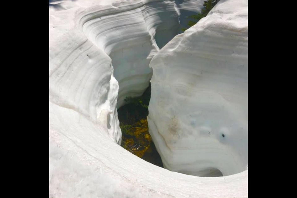 Hikers heading out into trails on Eagle and Burke mountains north of Port Moody and Coquitlam may find themselves deep in snow. Jol Drake took this photo while on a hike to Mount Beautiful on Eagle Ridge on Sunday (May 16).