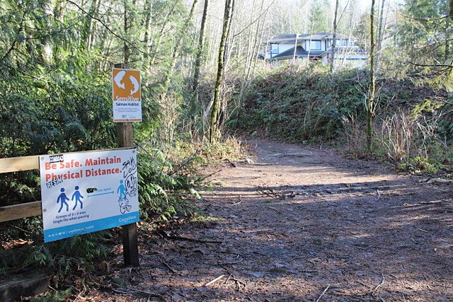 The trailhead for Crystal Falls in Coquitlam.