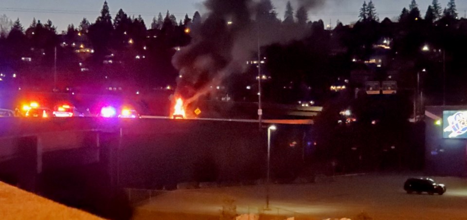 Coquitlam car fire on Cape Horn exit