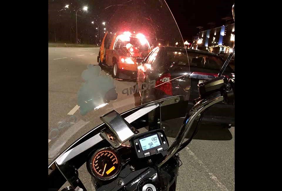 Coquitlam RCMP motorcycle radar - 130 km vehicle