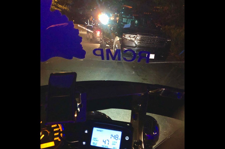 Coquitlam RCMP motorcycle radar - 150 km vehicle