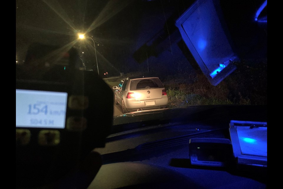 Coquitlam RCMP impounded a vehicle after the driver was caught excessively speeding at 154 km/h in a 70 zone along the Mary Hill Bypass (Highway 7B).