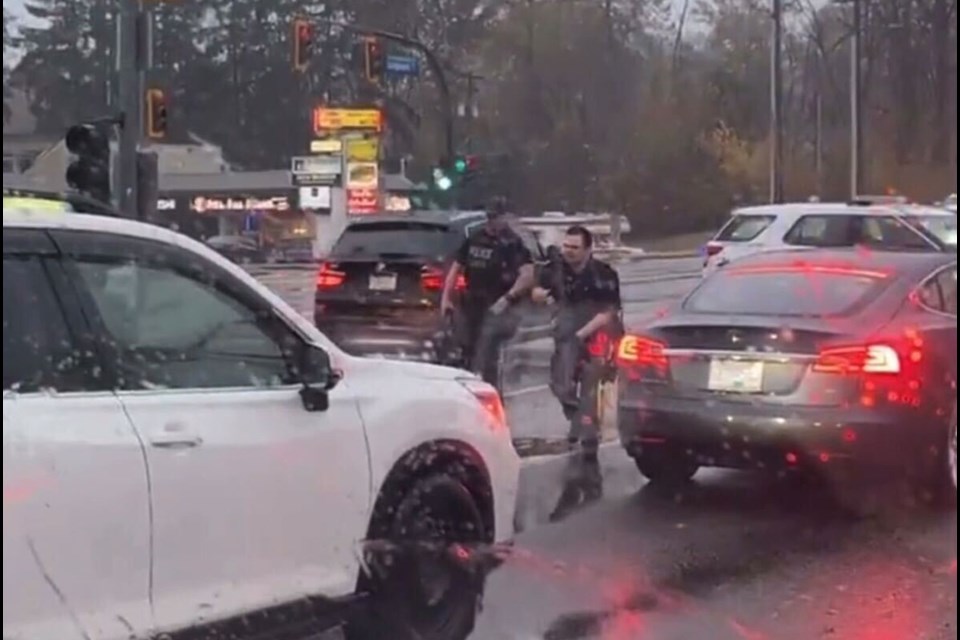A "major" police incident across "multiple" crime scenes is under investigation in Coquitlam. Witnesses saw armed police officers walking through traffic earlier in the day on Nov. 22, 2022.